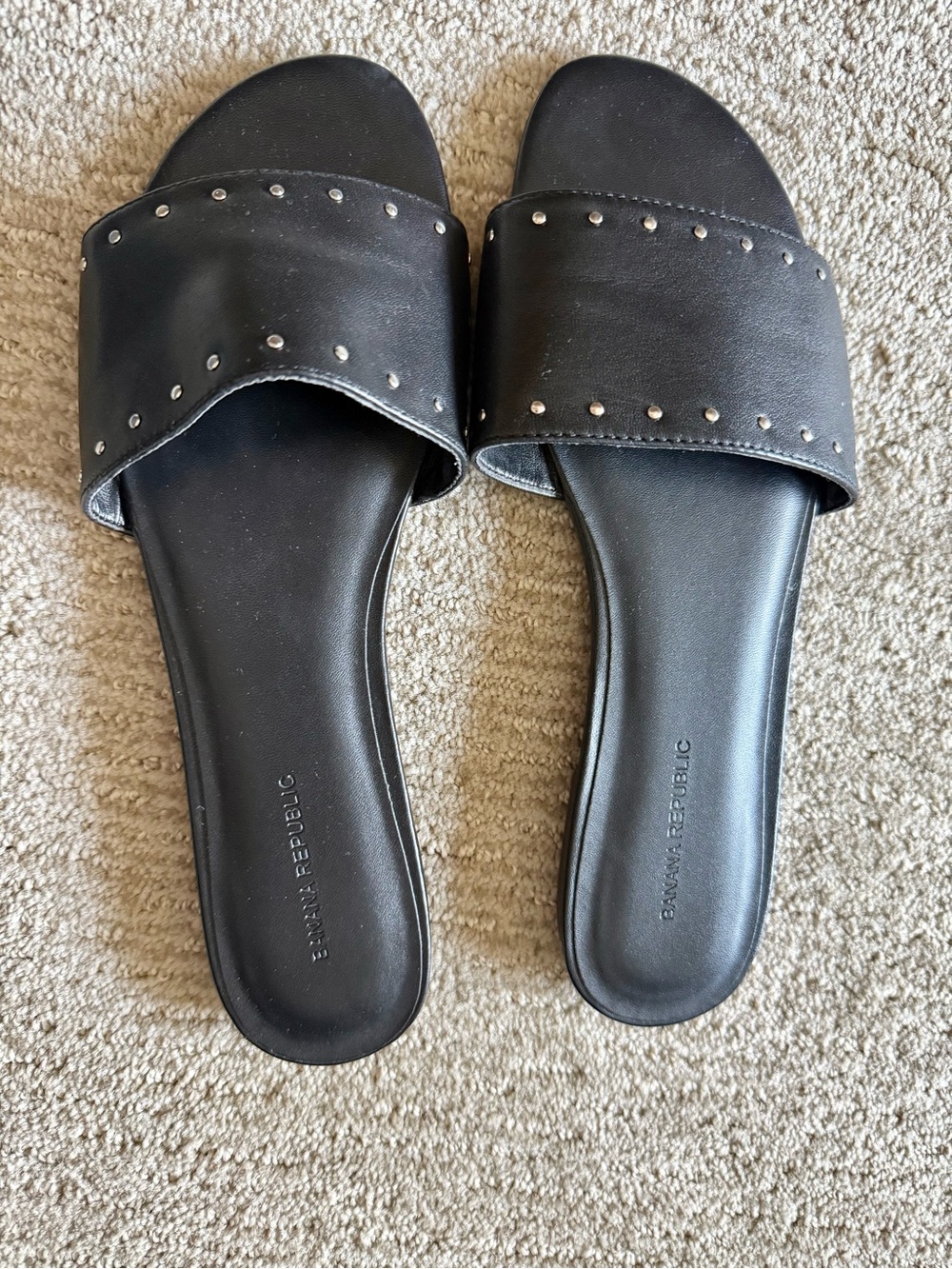 Banana Republic Black leather Sandals with Silver Studs